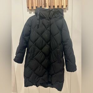 Sanctuary Black Quilted Hooded Puffer Coat